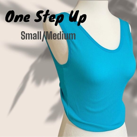 💝 Preowned Vintage One Step Up Tank Top Work Out Shirt - Small/Medium - Picture 2 of 4
